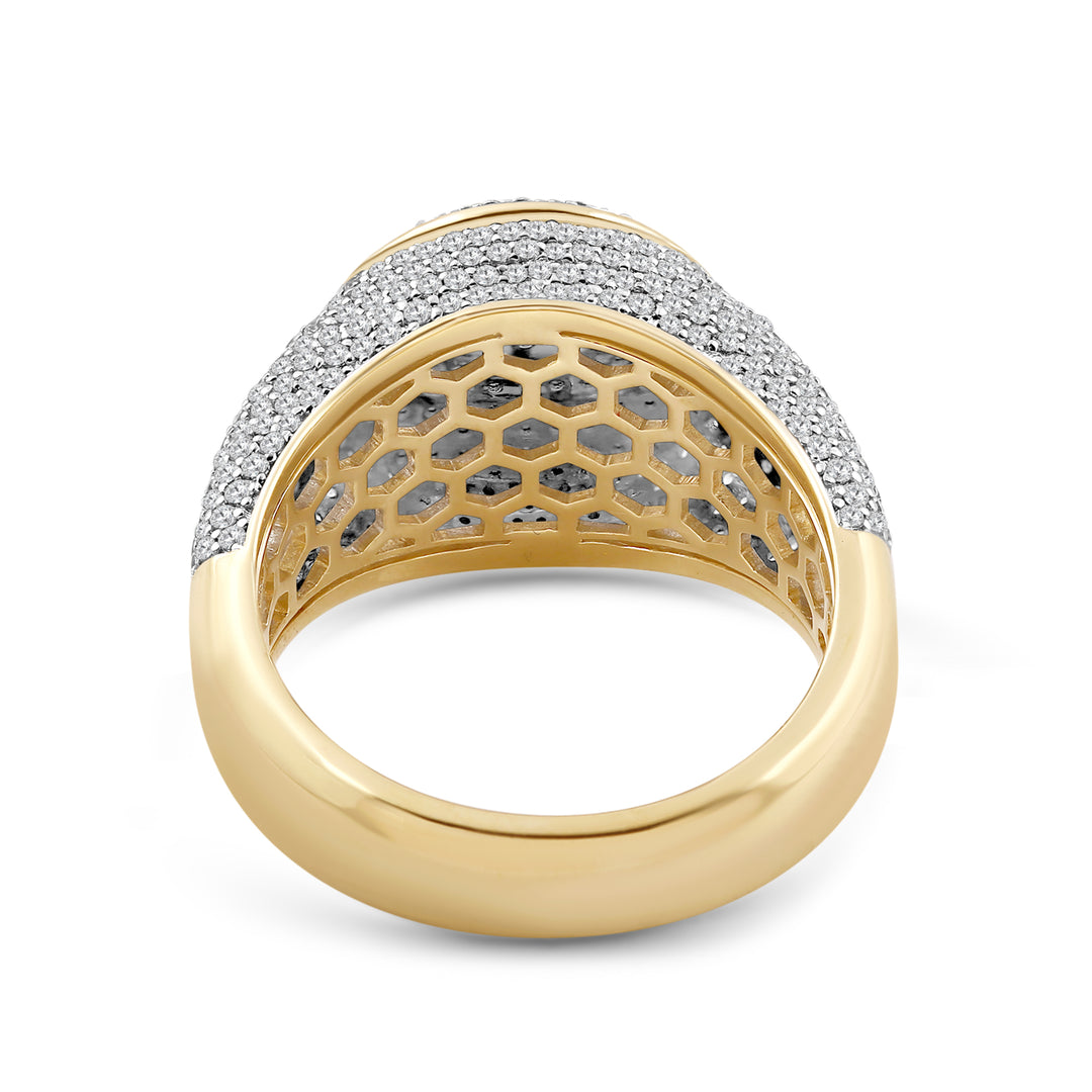 FLAT CIRCLE MICROPAVE MEN'S DRIPZ RING
with Cubic Zirconia Stones and 14K Yellow Gold and Sterling Silver