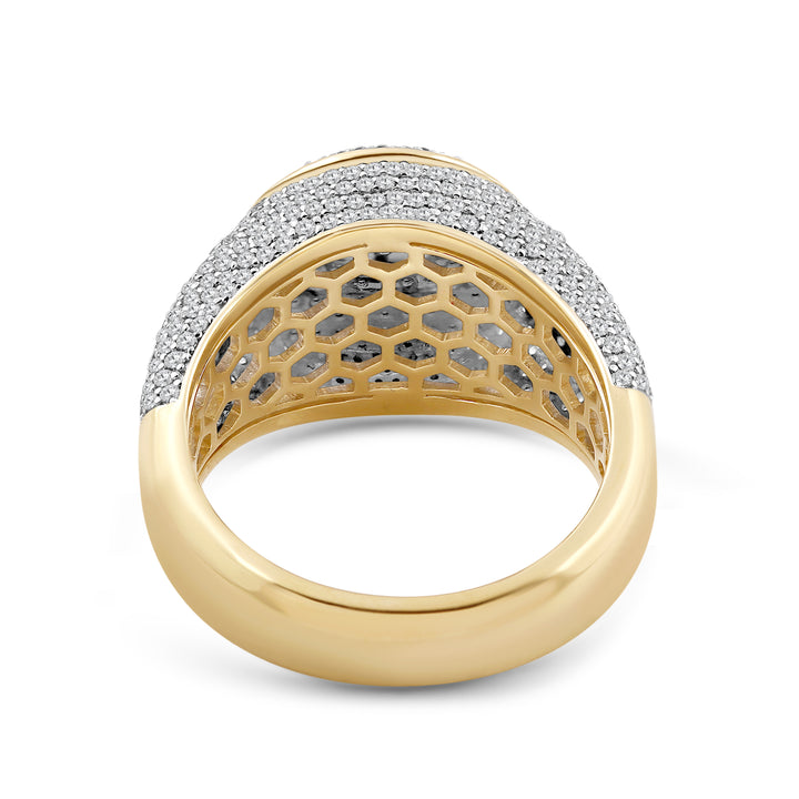 FLAT CIRCLE MICROPAVE MEN'S DRIPZ RING
with Cubic Zirconia Stones and 14K Yellow Gold and Sterling Silver