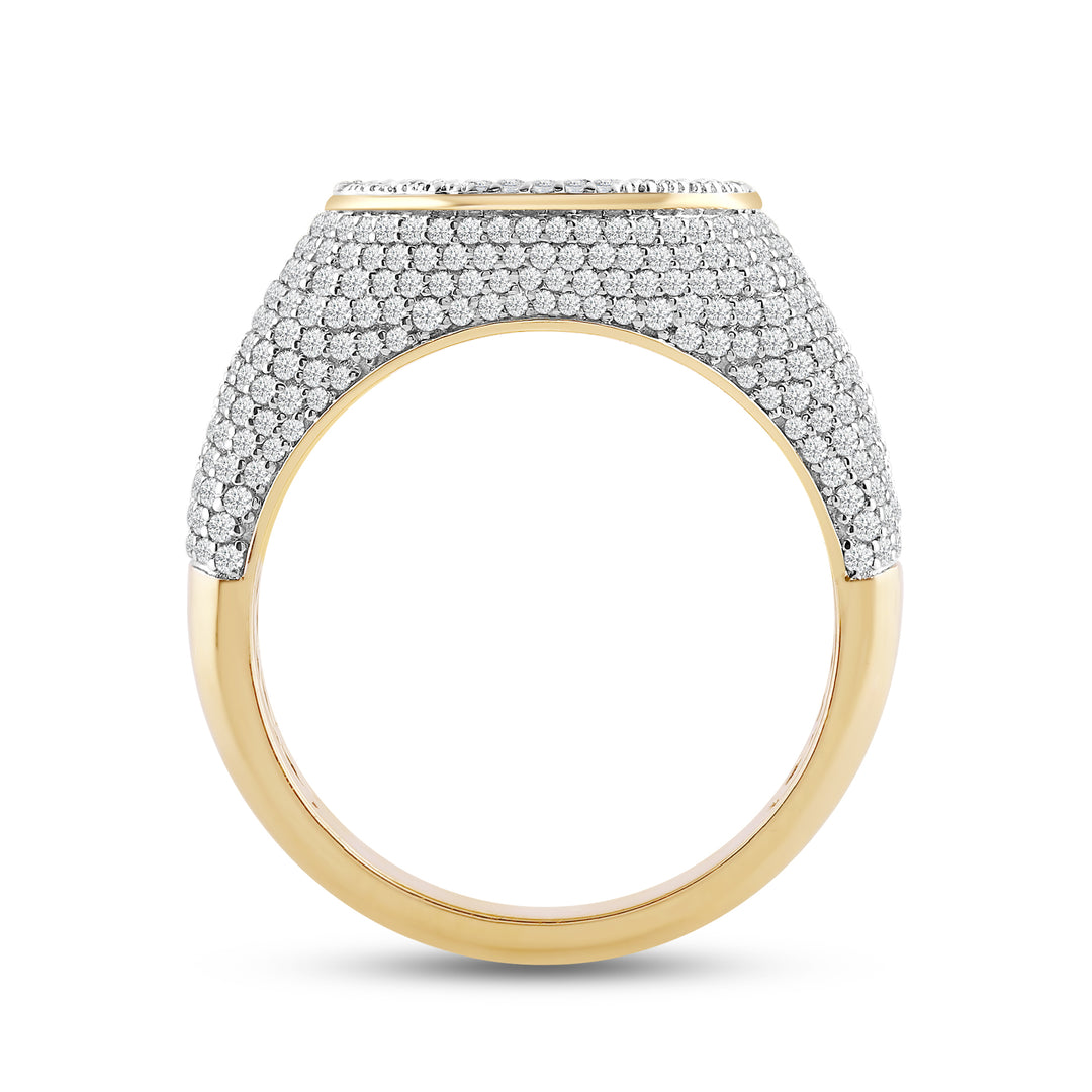 FLAT CIRCLE MICROPAVE MEN'S DRIPZ RING
with Cubic Zirconia Stones and 14K Yellow Gold and Sterling Silver