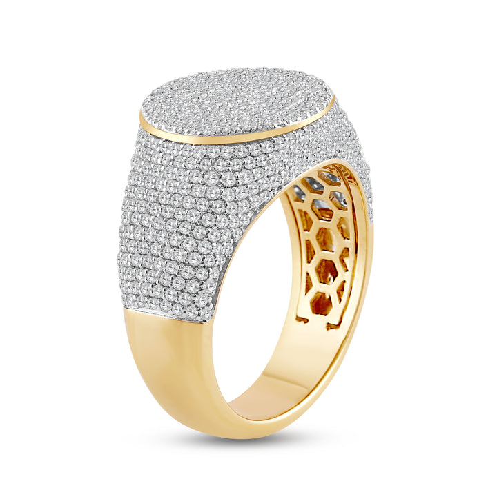 FLAT CIRCLE MICROPAVE MEN'S DRIPZ RING
with Cubic Zirconia Stones and 14K Yellow Gold and Sterling Silver