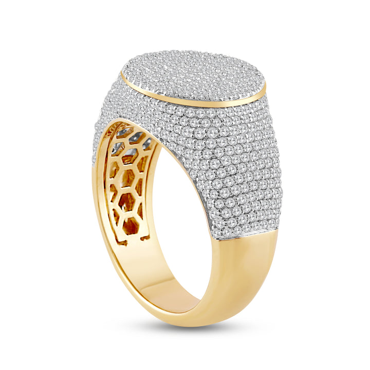 FLAT CIRCLE MICROPAVE MEN'S DRIPZ RING
with Cubic Zirconia Stones and 14K Yellow Gold and Sterling Silver