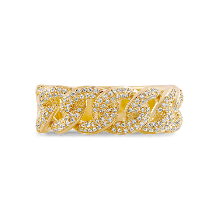 STUDDED CUBAN MEN'S DRIPZ RING with Cubic Zirconia Stones and 14K Yellow Gold over Sterling Silver