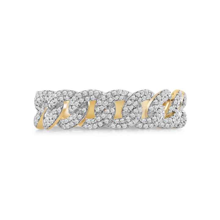 STUDDED CUBAN MEN'S DRIPZ RING
with Cubic Zirconia Stones and 14K Yellow Gold and Sterling Silver