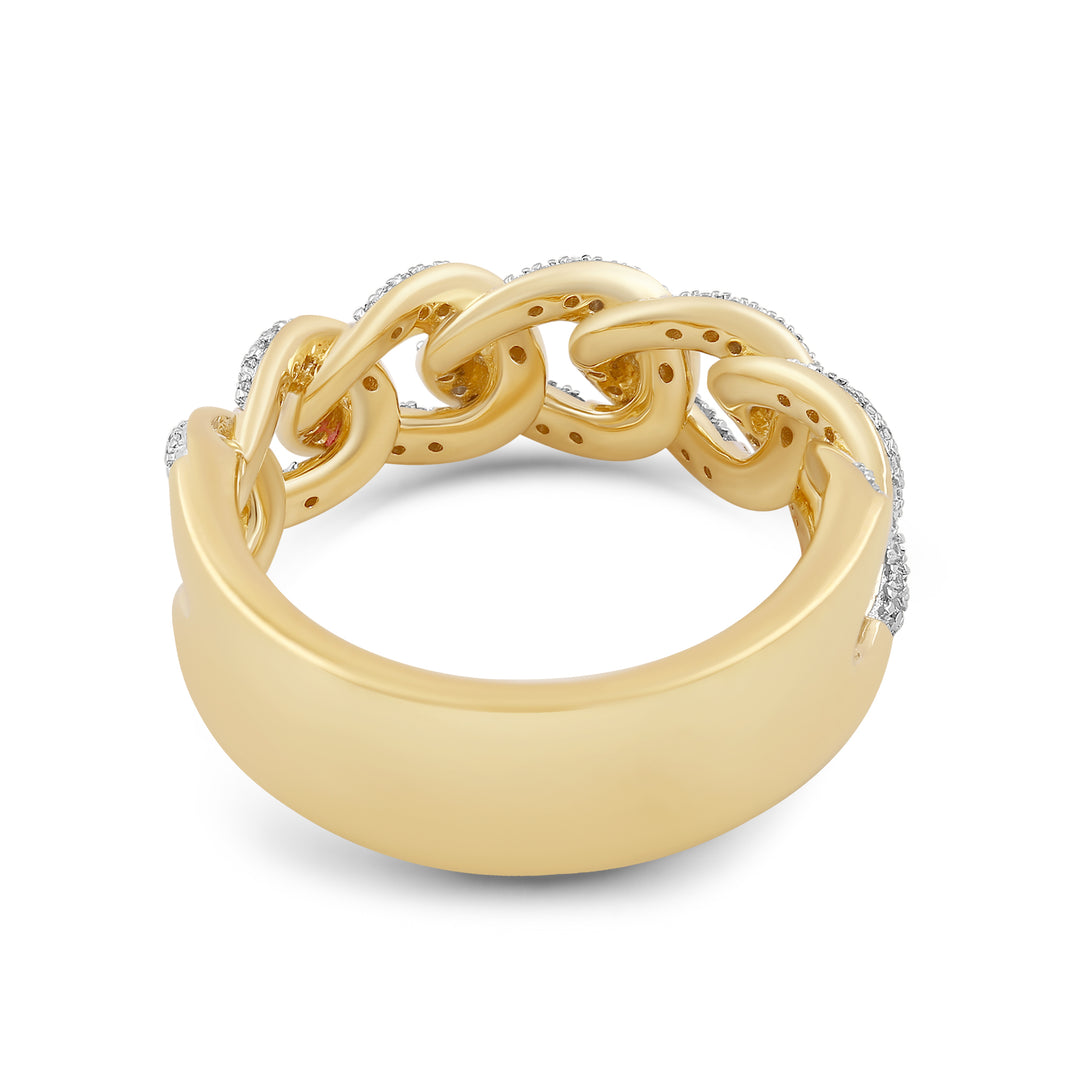 MICROPAVE STUDDED CUBAN MEN'S DRIPZ RING
with Cubic Zirconia Stones and 14K Yellow Gold and Sterling Silver