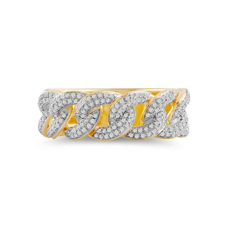 MICROPAVE STUDDED CUBAN MEN'S DRIPZ RING
with Cubic Zirconia Stones and 14K Yellow Gold and Sterling Silver