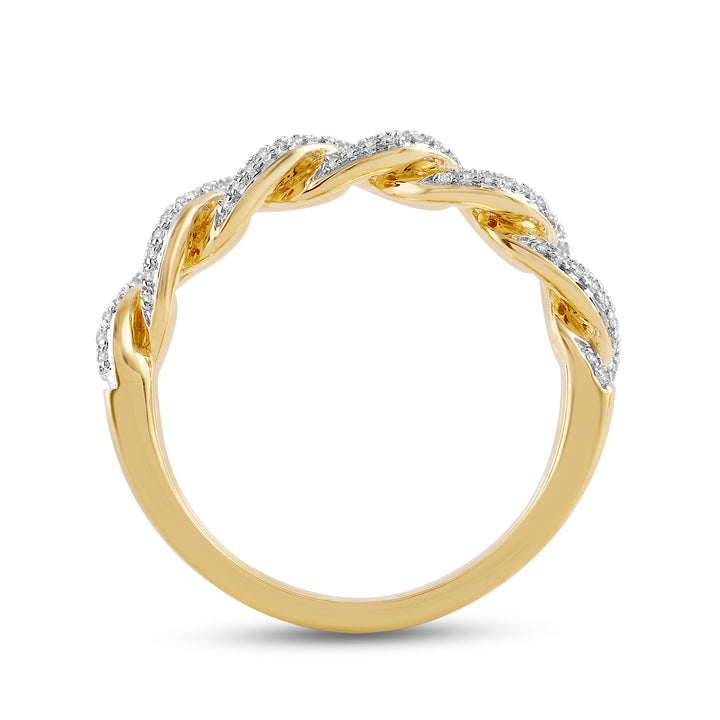 MICROPAVE STUDDED CUBAN MEN'S DRIPZ RING
with Cubic Zirconia Stones and 14K Yellow Gold and Sterling Silver