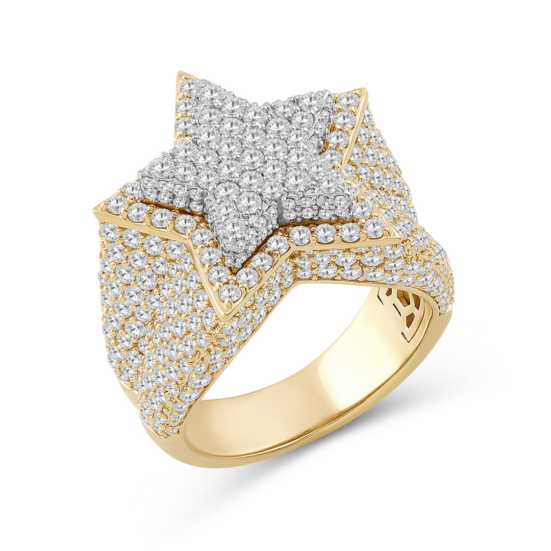 LAYERED STAR MEN'S DRIPZ RING
with Cubic Zirconia Stones and 14K Yellow Gold and Sterling Silver