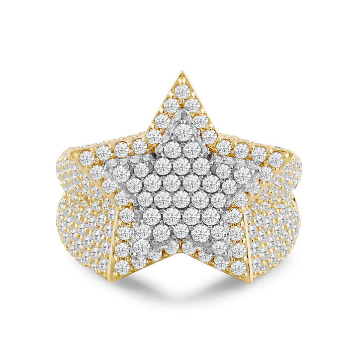 LAYERED STAR MEN'S DRIPZ RING
with Cubic Zirconia Stones and 14K Yellow Gold and Sterling Silver