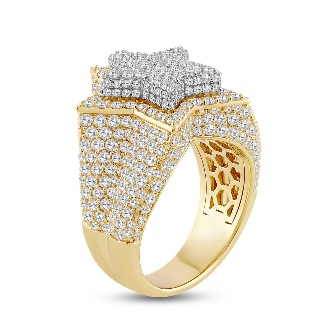 LAYERED STAR MEN'S DRIPZ RING
with Cubic Zirconia Stones and 14K Yellow Gold and Sterling Silver