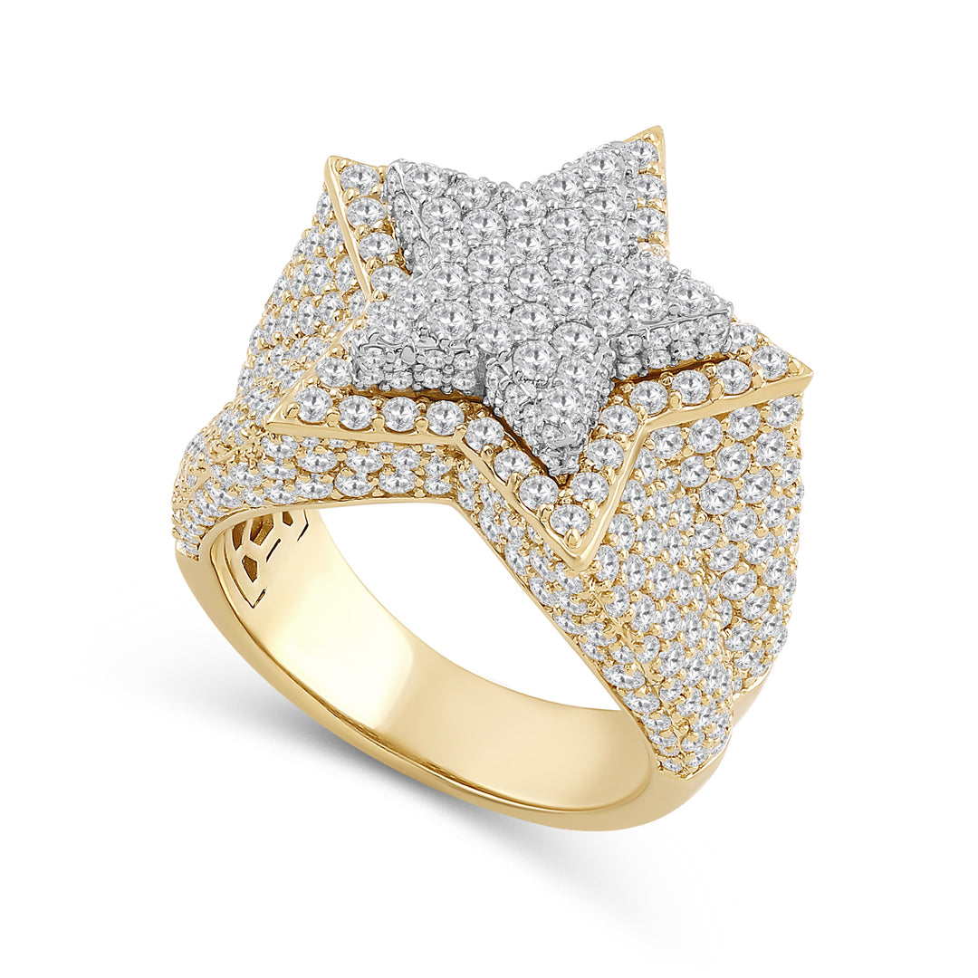 LAYERED STAR MEN'S DRIPZ RING
with Cubic Zirconia Stones and 14K Yellow Gold and Sterling Silver