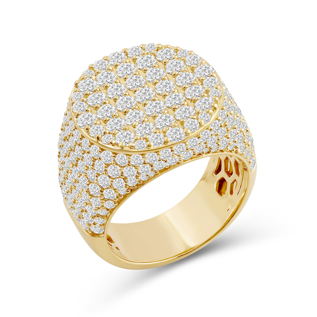 FLAT CIRCLE MEN'S DRIPZ RING
with Cubic Zirconia Stones and 14K Yellow Gold and Sterling Silver