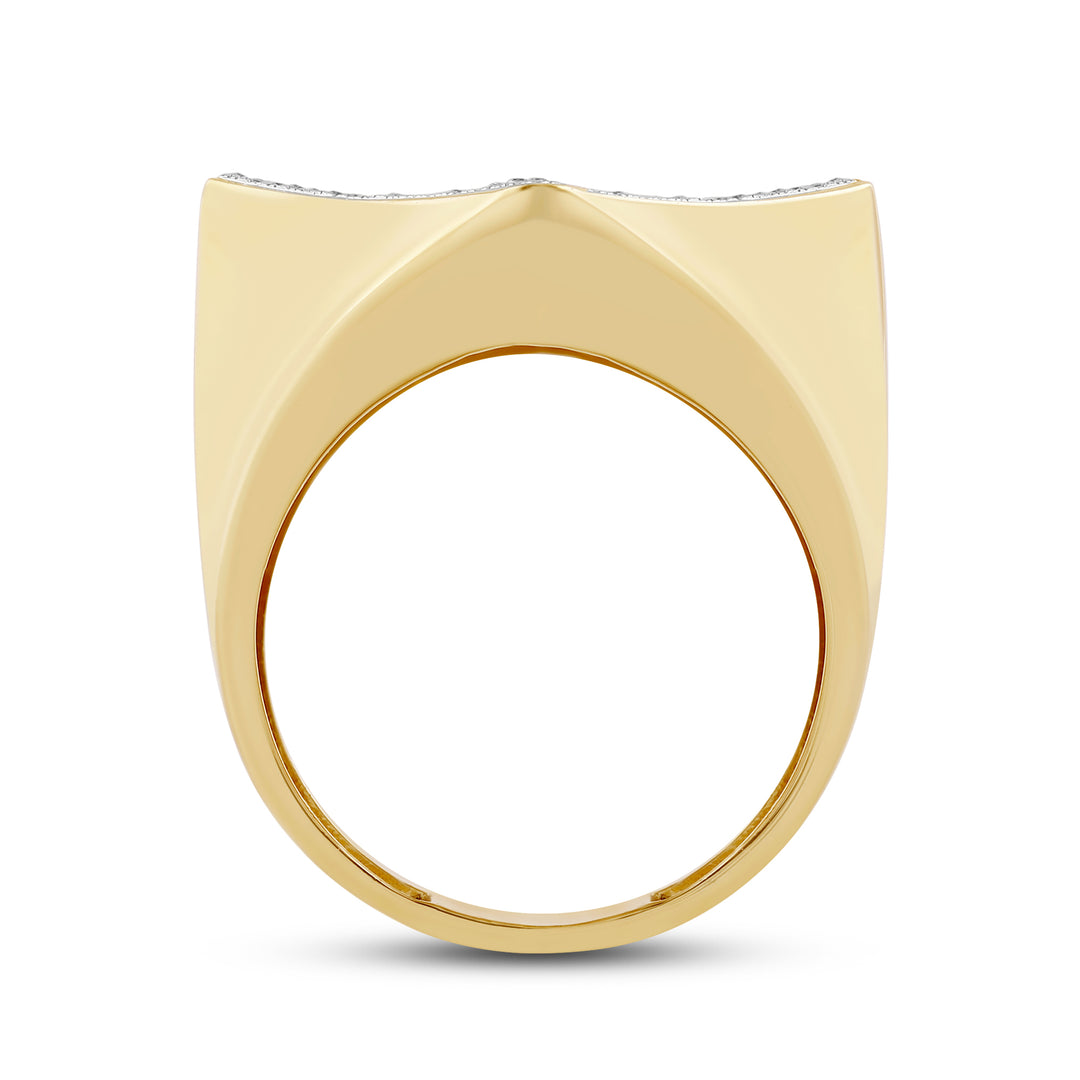 KITE SHAPED UNISEX DRIPZ RING with Cubic Zirconia Stones and 14K Yellow Gold over Sterling Silver