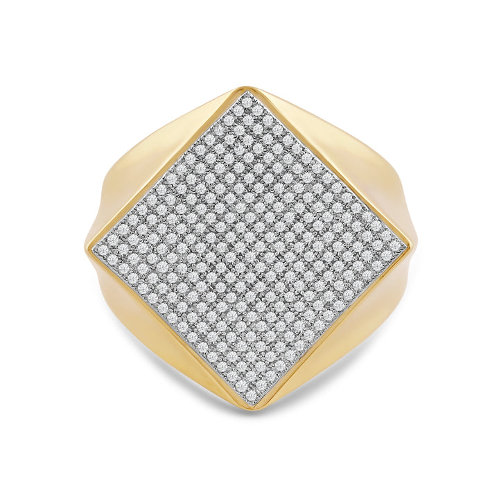 KITE SHAPED UNISEX DRIPZ RING with Cubic Zirconia Stones and 14K Yellow Gold over Sterling Silver