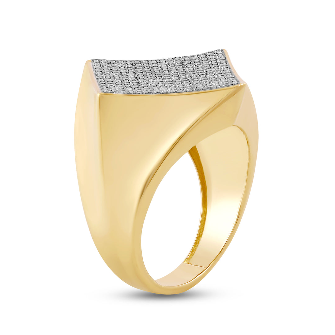 KITE SHAPED UNISEX DRIPZ RING with Cubic Zirconia Stones and 14K Yellow Gold over Sterling Silver