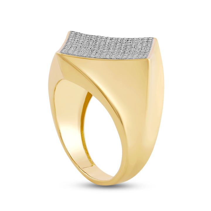 KITE SHAPED UNISEX DRIPZ RING with Cubic Zirconia Stones and 14K Yellow Gold over Sterling Silver