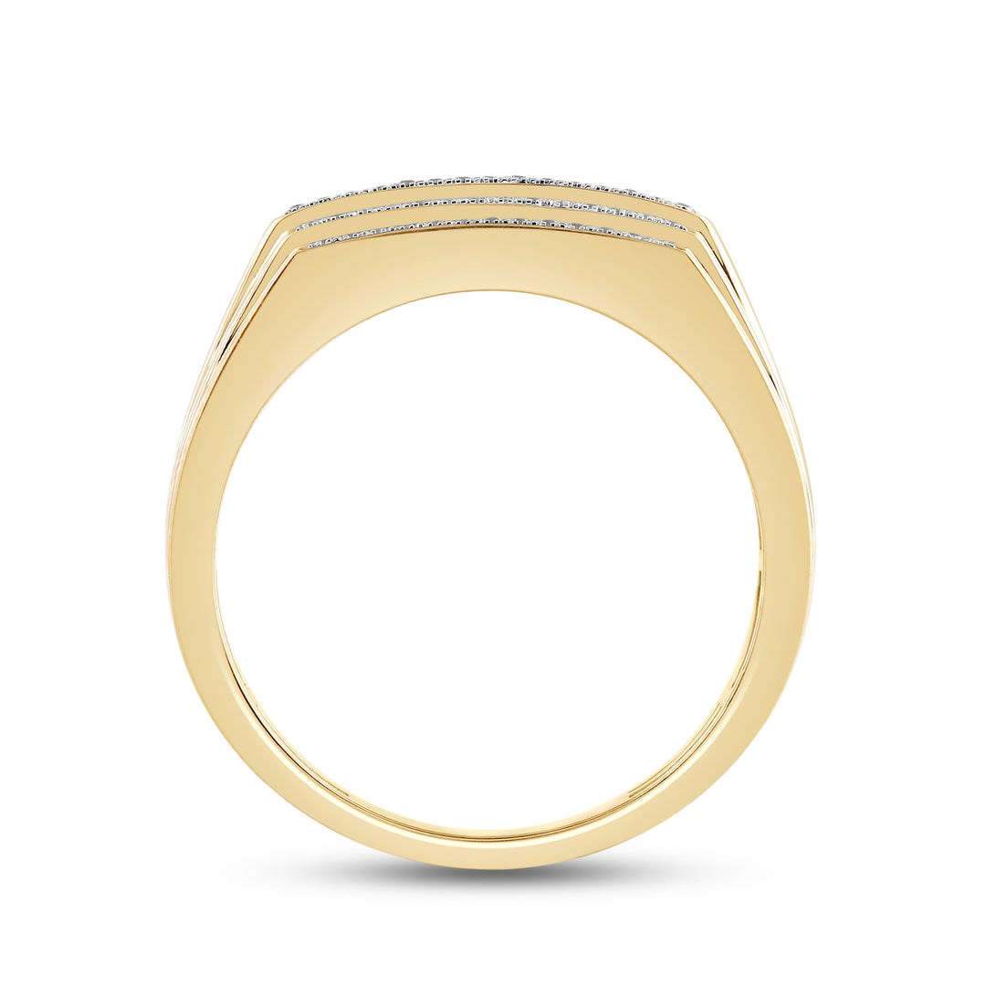 5 STEP LAYERED ALTERNATE TWO ROW UNISEX DRIPZ RING with Cubic Zirconia Stones and 14K Yellow Gold over Sterling Silver