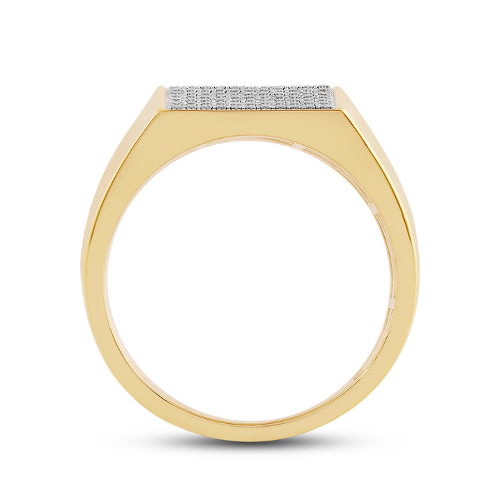 RECTANGULAR MICROPAVE UNISEX DRIPZ RING with Cubic Zirconia Stones and 14K Yellow Gold over Sterling Silver