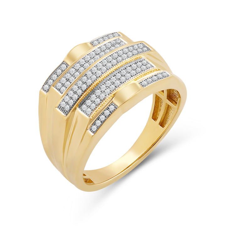 5 STEP ALTERNATE LONG SHORT LAYERED MEN'S DRIPZ RING
with Cubic Zirconia Stones and 14K Yellow Gold over Sterling Silver