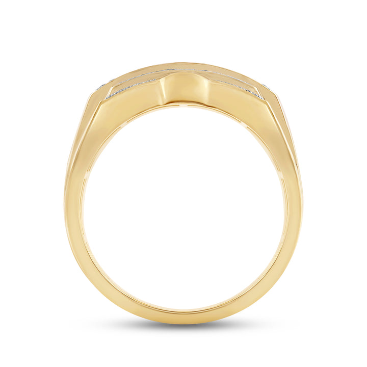 5 STEP ALTERNATE LONG SHORT LAYERED MEN'S DRIPZ RING
with Cubic Zirconia Stones and 14K Yellow Gold over Sterling Silver