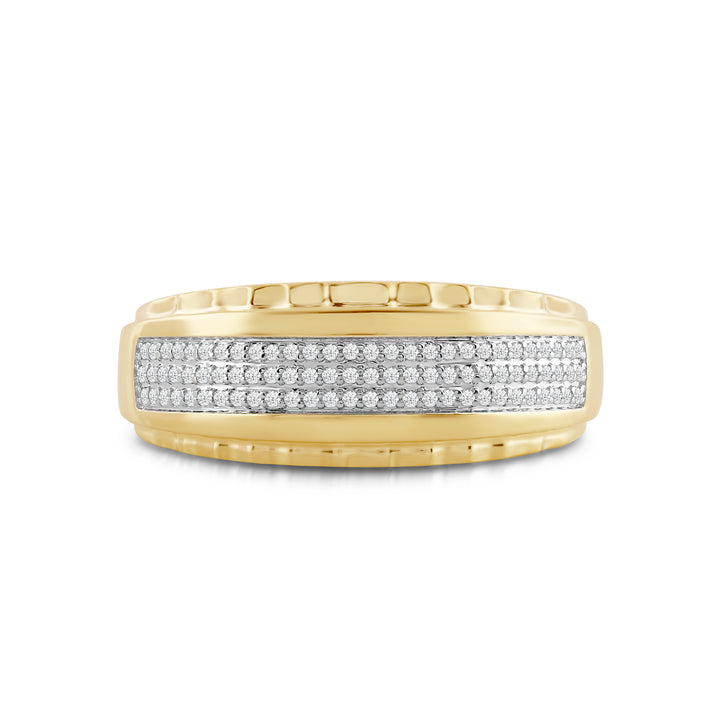 SINGLE ROW MEN'S DRIPZ BAND
with Cubic Zirconia Stones and 14K Yellow Gold over Sterling Silver