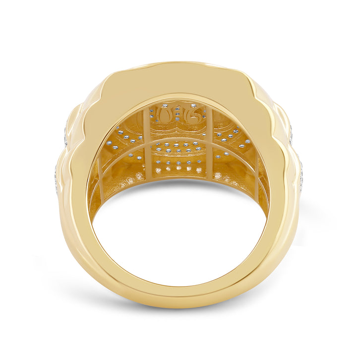 ALLAH UNISEX DRIPZ RING with Cubic Zirconia Stones and 14K Yellow Gold over Sterling Silver