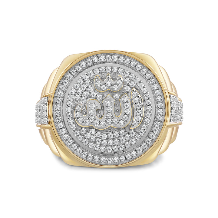 ALLAH UNISEX DRIPZ RING with Cubic Zirconia Stones and 14K Yellow Gold over Sterling Silver