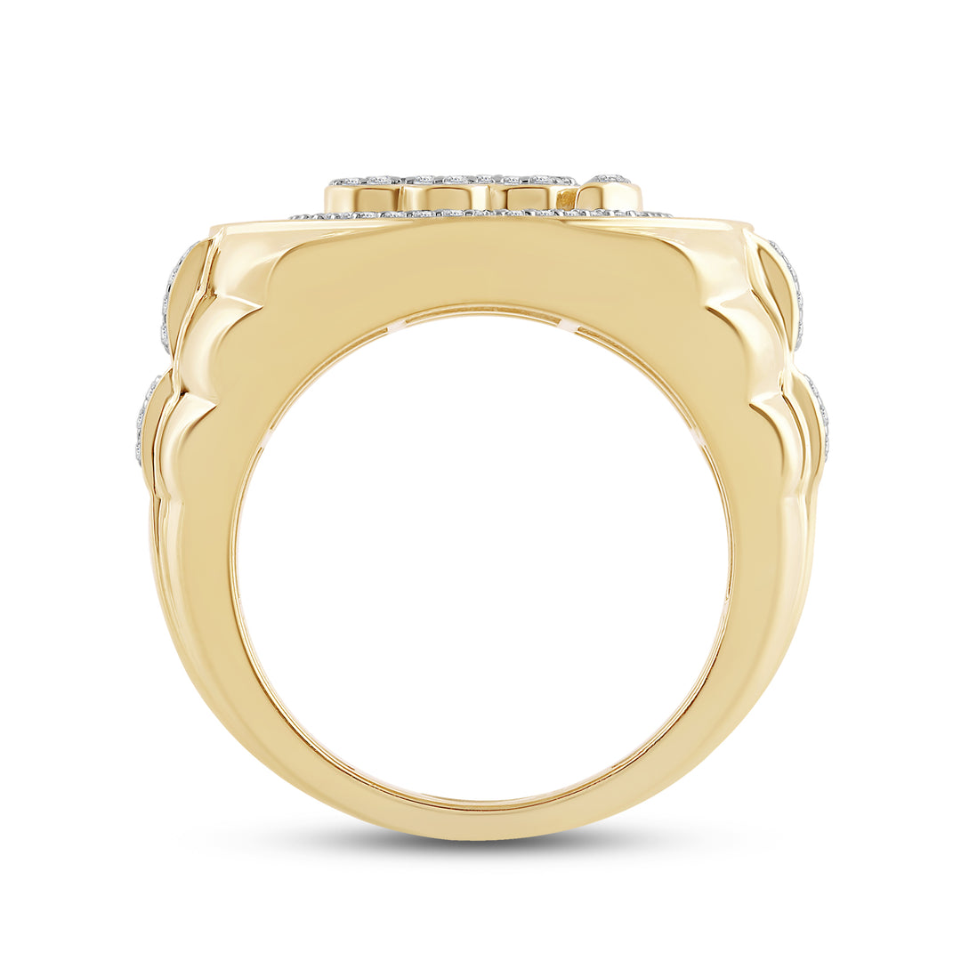 ALLAH UNISEX DRIPZ RING with Cubic Zirconia Stones and 14K Yellow Gold over Sterling Silver