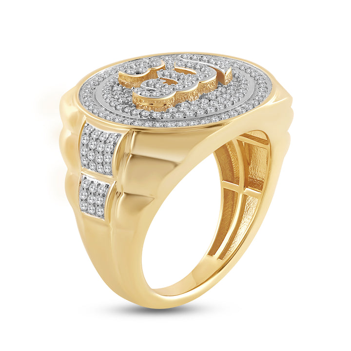 ALLAH UNISEX DRIPZ RING with Cubic Zirconia Stones and 14K Yellow Gold over Sterling Silver