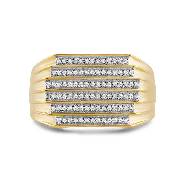 6 STEP LAYERED MEN'S DRIPZ RING
with Cubic Zirconia Stones and 14K Yellow Gold over Sterling Silver