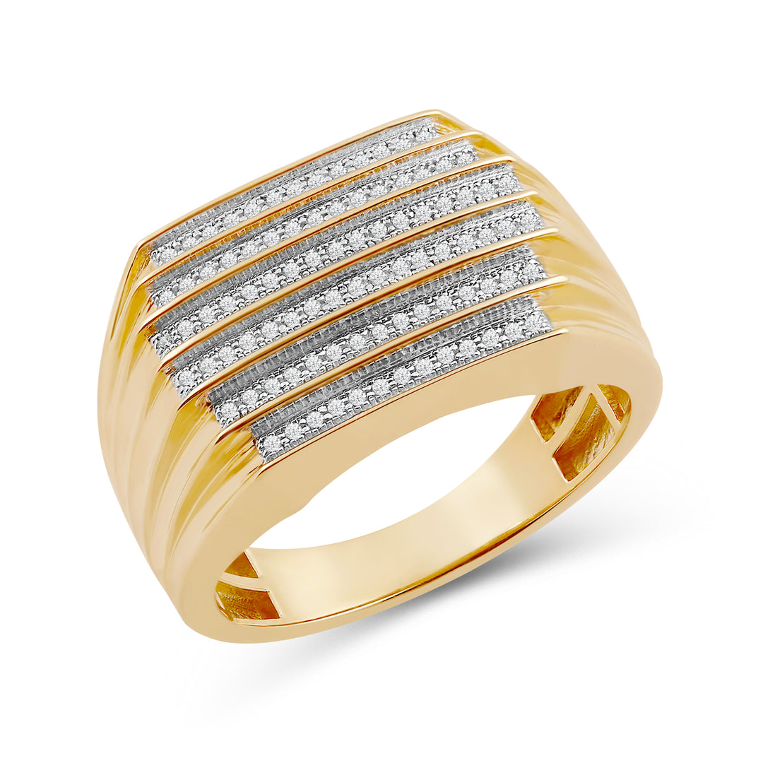 6 STEP LAYERED MEN'S DRIPZ RING
with Cubic Zirconia Stones and 14K Yellow Gold over Sterling Silver