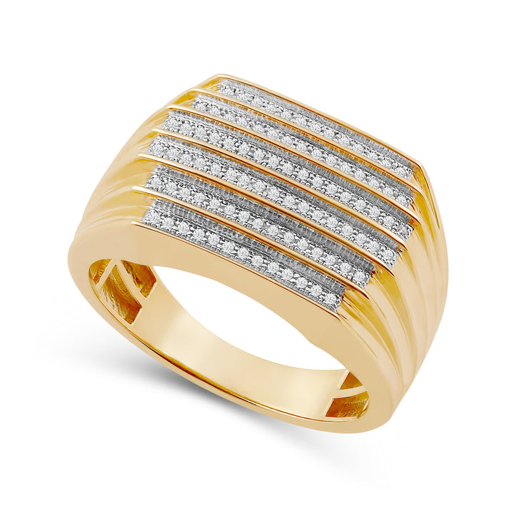 6 STEP LAYERED MEN'S DRIPZ RING
with Cubic Zirconia Stones and 14K Yellow Gold over Sterling Silver