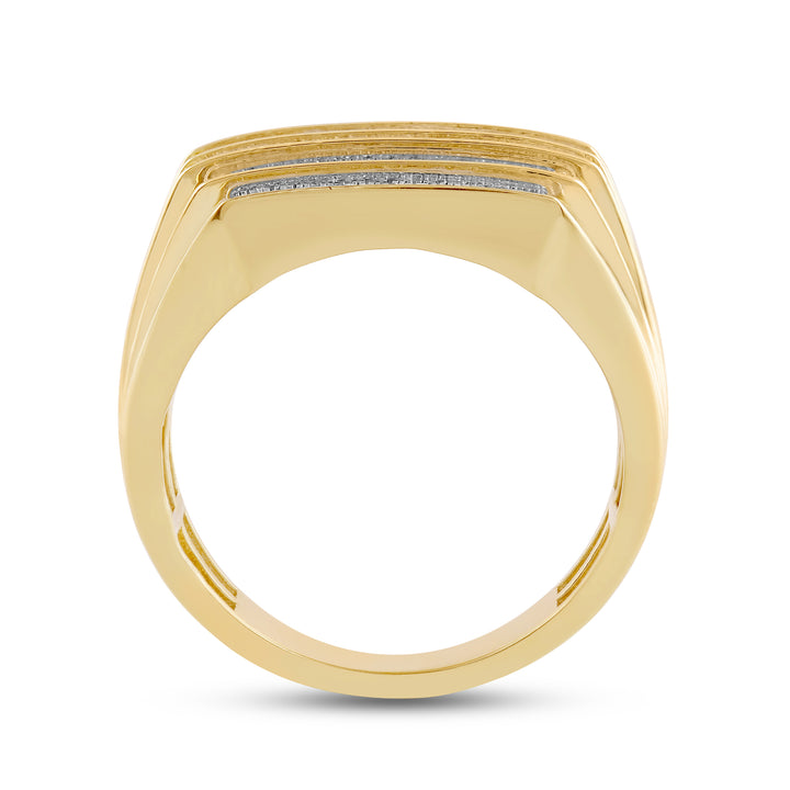 6 STEP LAYERED MEN'S DRIPZ RING
with Cubic Zirconia Stones and 14K Yellow Gold over Sterling Silver