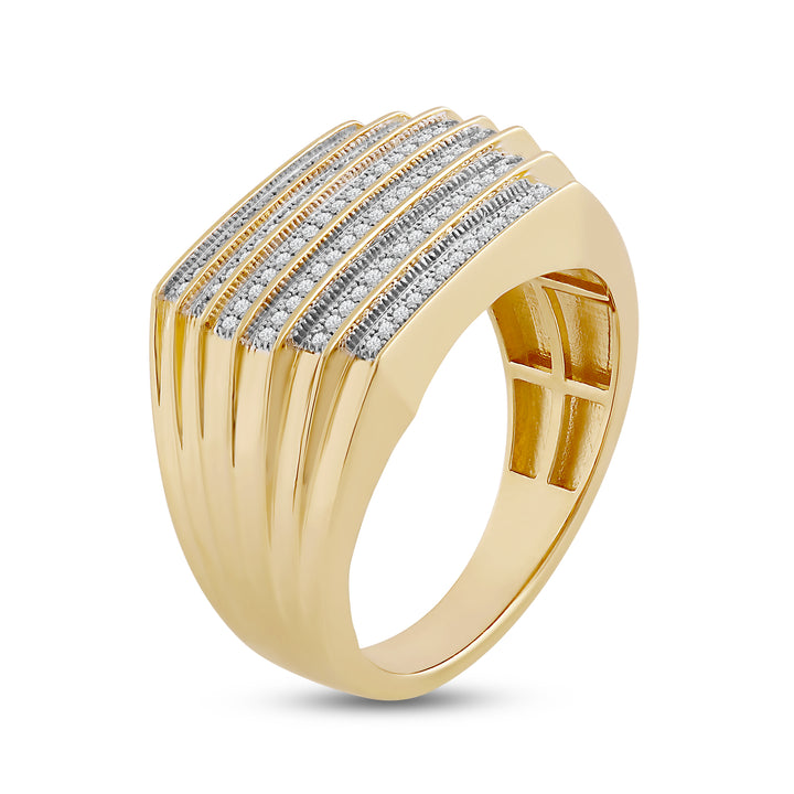 6 STEP LAYERED MEN'S DRIPZ RING
with Cubic Zirconia Stones and 14K Yellow Gold over Sterling Silver