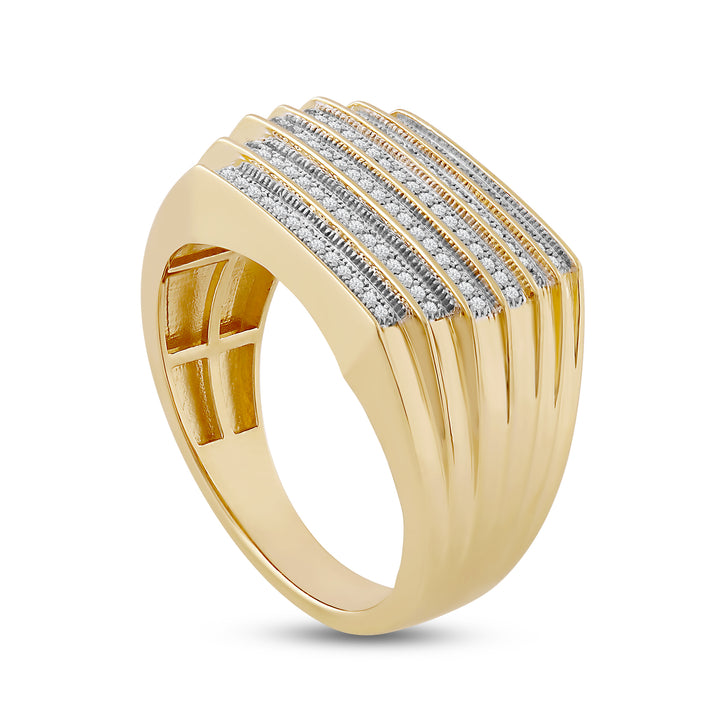 6 STEP LAYERED MEN'S DRIPZ RING
with Cubic Zirconia Stones and 14K Yellow Gold over Sterling Silver