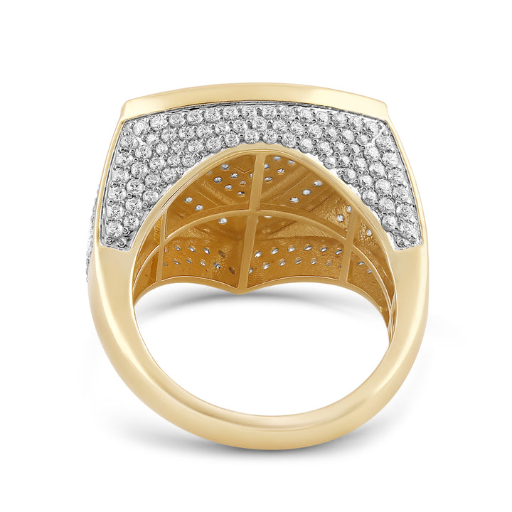 TRIANGLE CROSS UNISEX DRIPZ RING with Cubic Zirconia Stones and 14K Yellow Gold over Sterling Silver