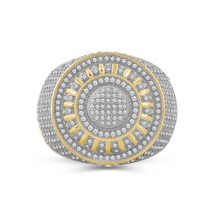 LAYERED DOME UNISEX DRIPZ RING with Cubic Zirconia Stones and 14K Yellow Gold over Sterling Silver