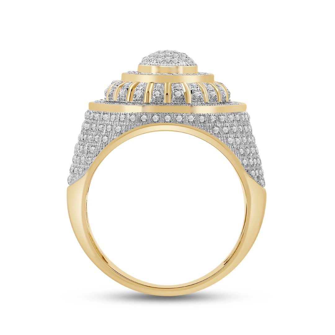 LAYERED DOME UNISEX DRIPZ RING with Cubic Zirconia Stones and 14K Yellow Gold over Sterling Silver