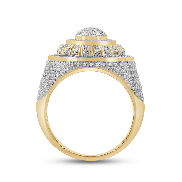 LAYERED DOME UNISEX DRIPZ RING with Cubic Zirconia Stones and 14K Yellow Gold over Sterling Silver