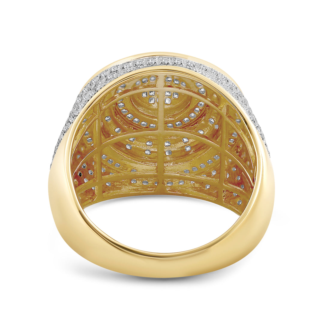 LAYERED DOME UNISEX DRIPZ RING with Cubic Zirconia Stones and 14K Yellow Gold over Sterling Silver