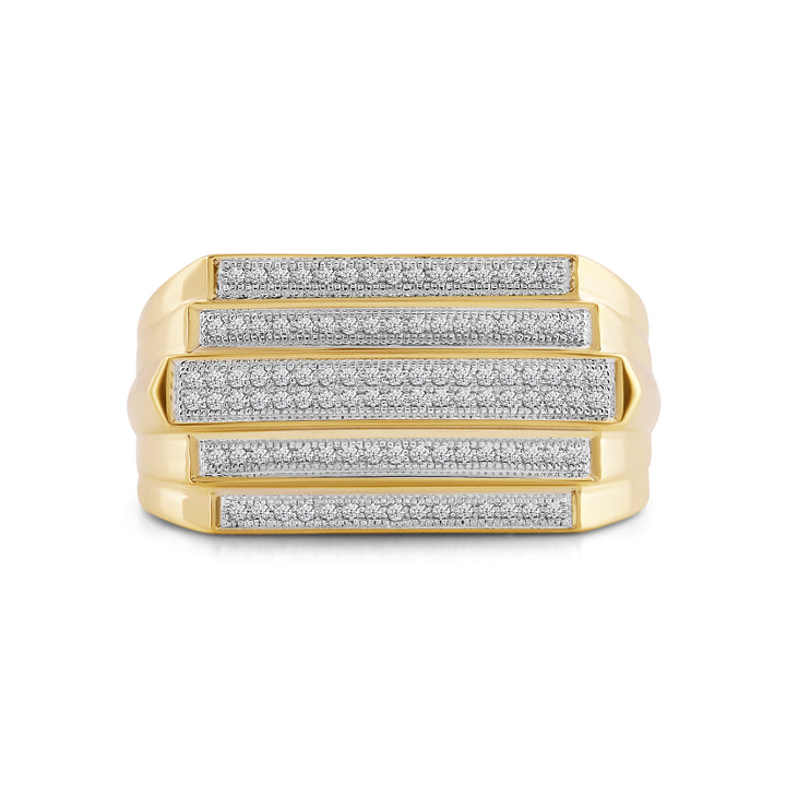 5 STEP LAYERED UNISEX DRIPZ RING with Cubic Zirconia Stones and 14K Yellow Gold over Sterling Silver