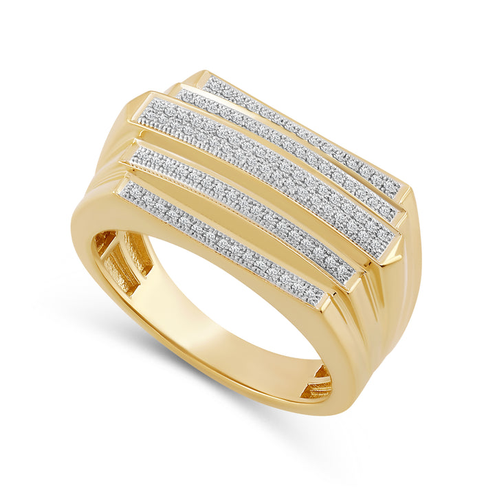 5 STEP LAYERED UNISEX DRIPZ RING with Cubic Zirconia Stones and 14K Yellow Gold over Sterling Silver