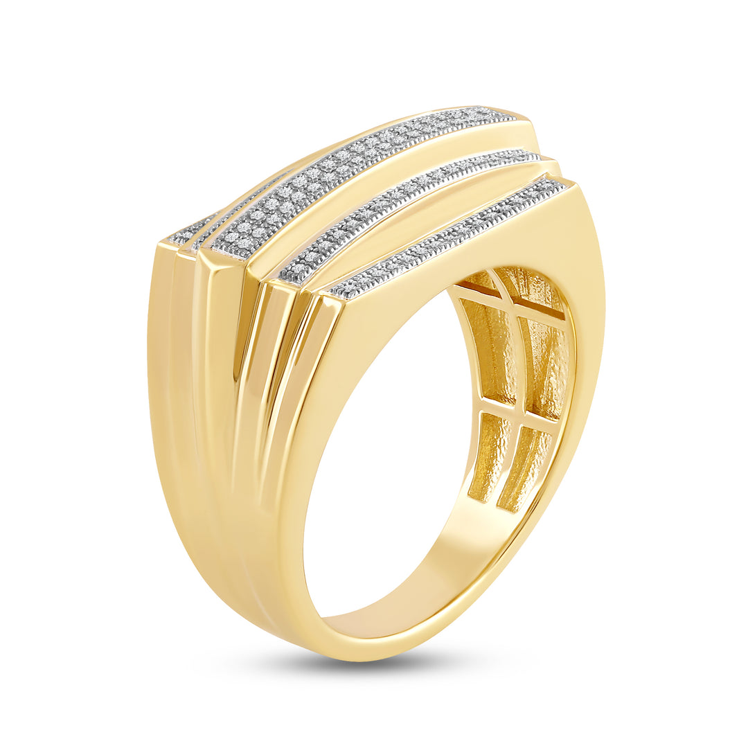 5 STEP LAYERED UNISEX DRIPZ RING with Cubic Zirconia Stones and 14K Yellow Gold over Sterling Silver