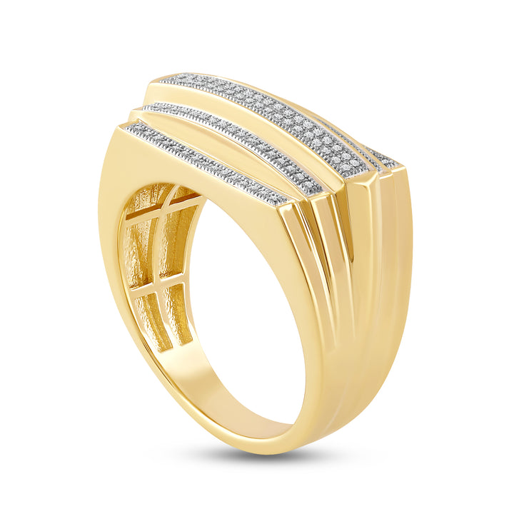 5 STEP LAYERED UNISEX DRIPZ RING with Cubic Zirconia Stones and 14K Yellow Gold over Sterling Silver