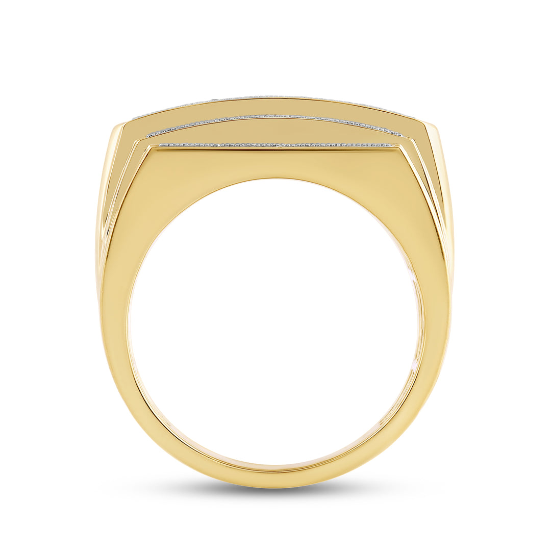 5 STEP LAYERED UNISEX DRIPZ RING with Cubic Zirconia Stones and 14K Yellow Gold over Sterling Silver