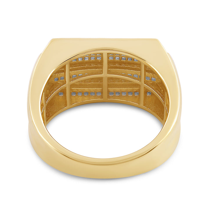 5 STEP LAYERED UNISEX DRIPZ RING with Cubic Zirconia Stones and 14K Yellow Gold over Sterling Silver