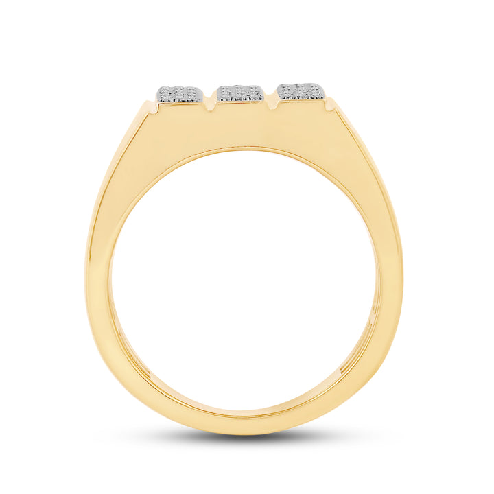 THREE ROW UNISEX DRIPZ RING with Cubic Zirconia Stones and 14K Yellow Gold over Sterling Silver