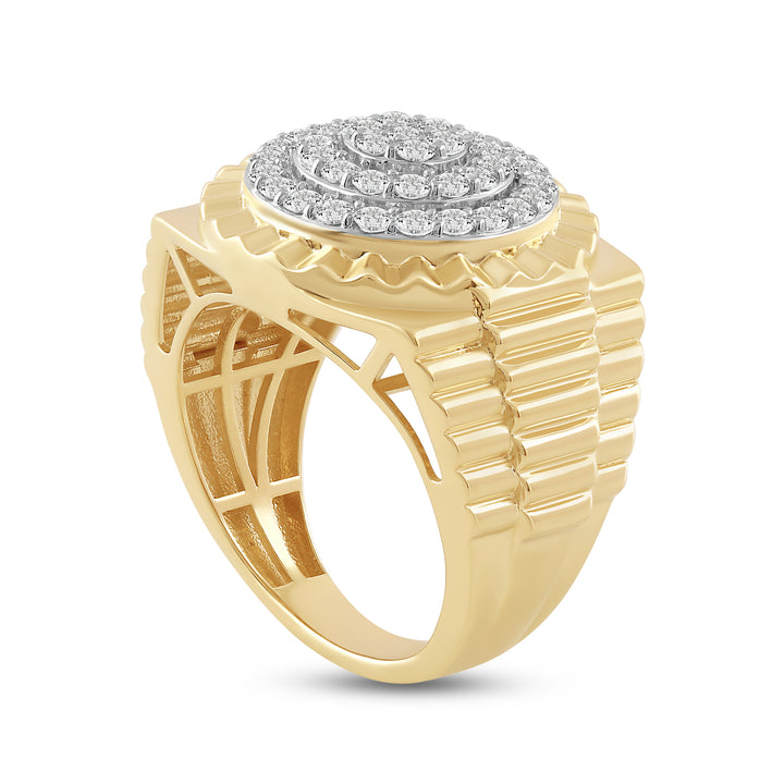 ROUND RADIATING UNISEX DRIPZ RING with Cubic Zirconia Stones and 14K Yellow Gold over Sterling Silver