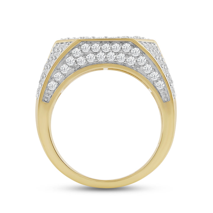 HEXAGON MICROPAVE UNISEX DRIPZ RING with Cubic Zirconia Stones and 14K Yellow Gold over Sterling Silver