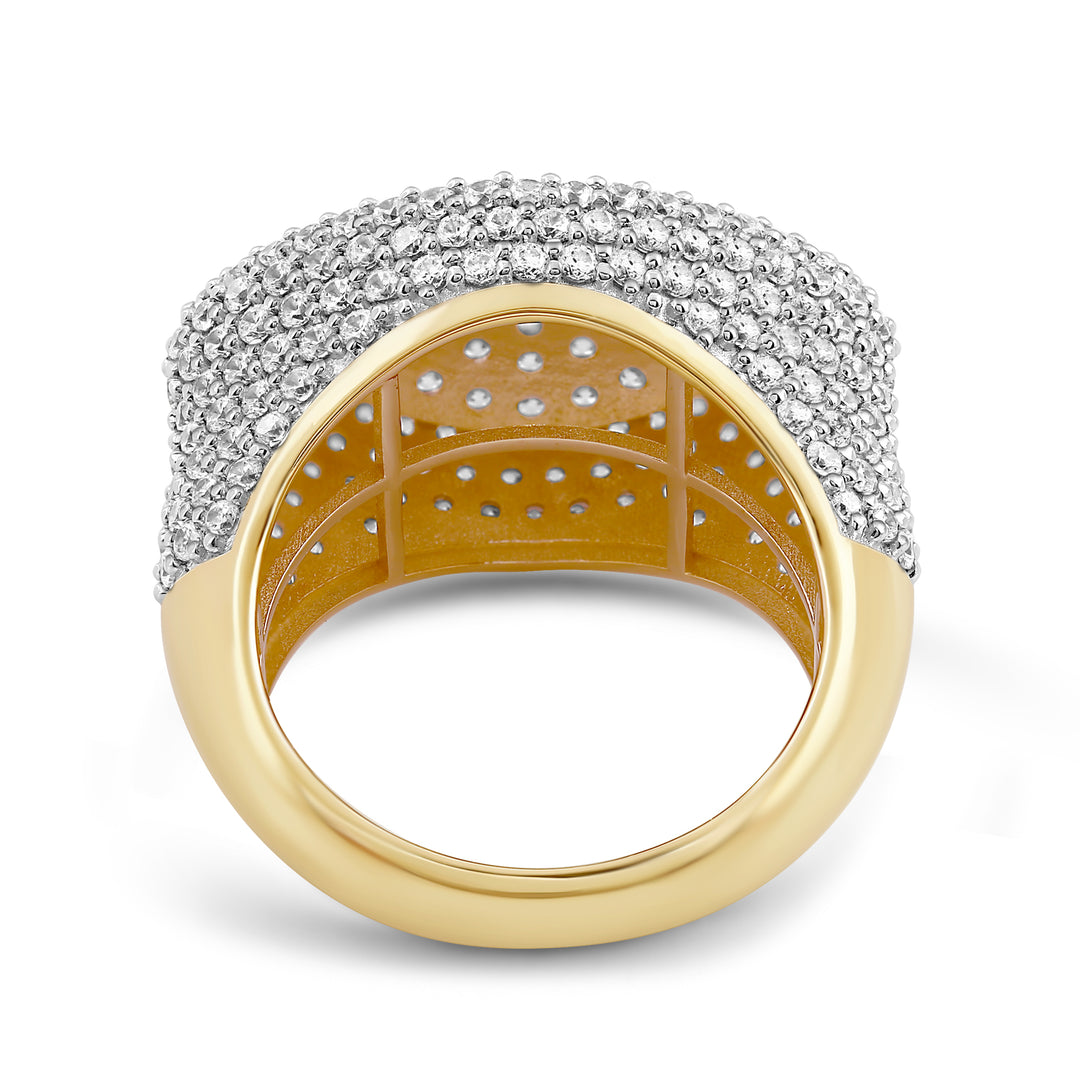 MARQUISE UNISEX DRIPZ RING with Cubic Zirconia Stones and 14K Yellow Gold over Sterling Silver