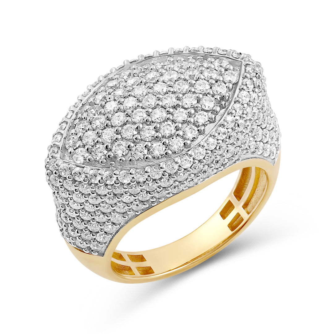 MARQUISE UNISEX DRIPZ RING with Cubic Zirconia Stones and 14K Yellow Gold over Sterling Silver